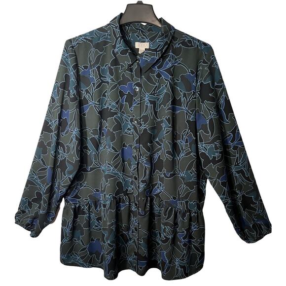 Lori Goldstein Blouse Womens Size L Multicolor Long Sleeve Button Up Collar - Picture 1 of 9